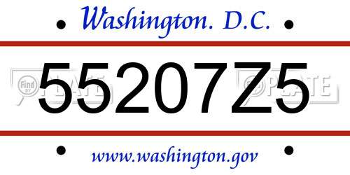 55207Z5 District Of Columbia License Plate