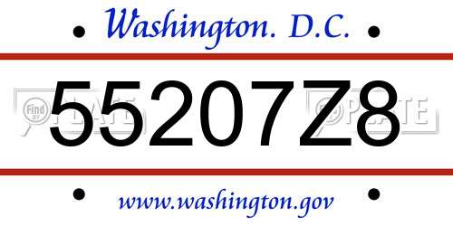 55207Z8 District Of Columbia License Plate