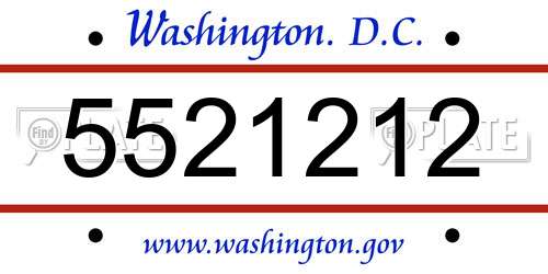 5521212 District Of Columbia License Plate