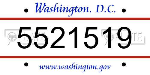5521519 District Of Columbia License Plate