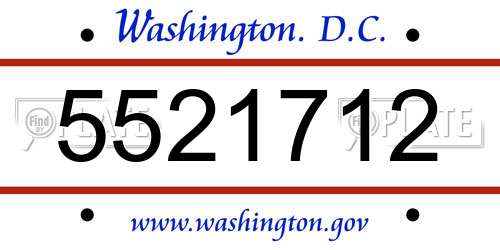 5521712 District Of Columbia License Plate
