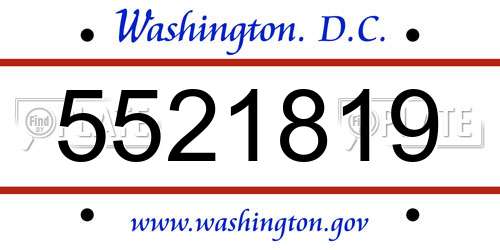 5521819 District Of Columbia License Plate