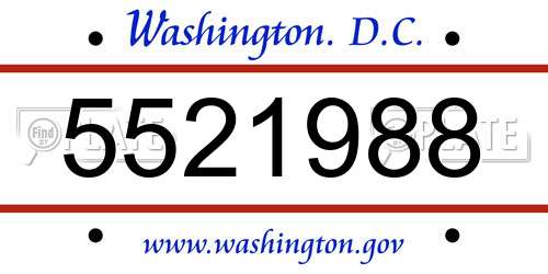 5521988 District Of Columbia License Plate