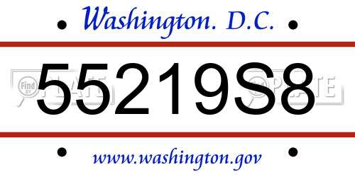 55219S8 District Of Columbia License Plate