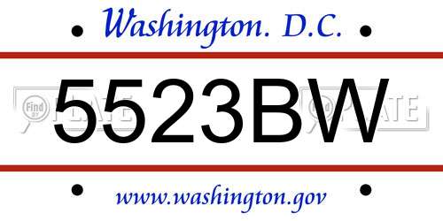 5523BW District Of Columbia License Plate
