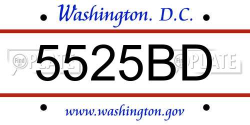 5525BD District Of Columbia License Plate