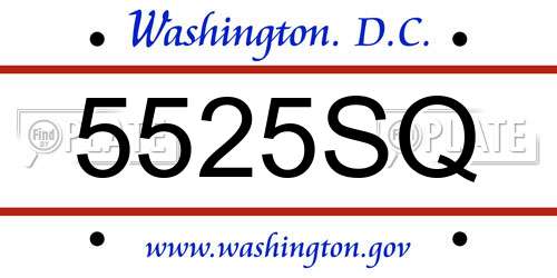 5525SQ District Of Columbia License Plate