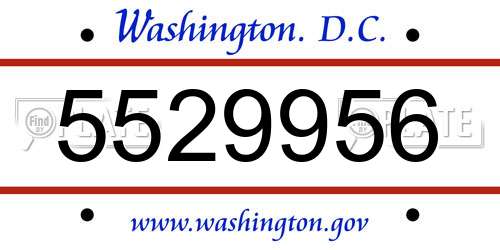 5529956 District Of Columbia License Plate