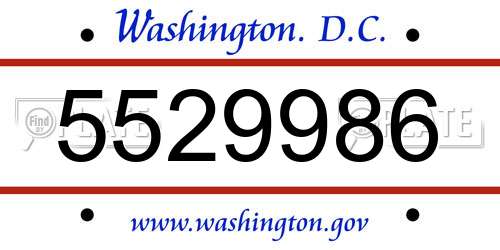 5529986 District Of Columbia License Plate