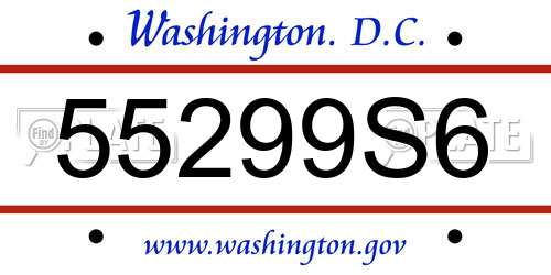 55299S6 District Of Columbia License Plate