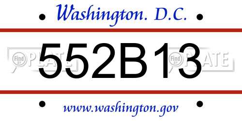 552B13 District Of Columbia License Plate