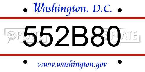 552B80 District Of Columbia License Plate