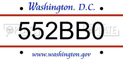 552BB0 District Of Columbia License Plate
