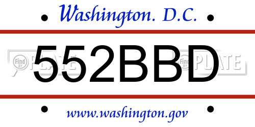 552BBD District Of Columbia License Plate