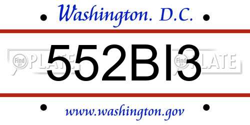 552BI3 District Of Columbia License Plate