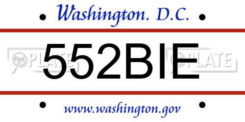 552BIE District Of Columbia License Plate