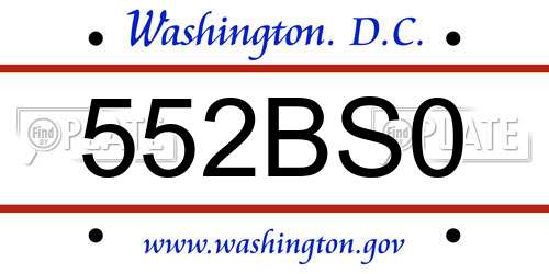 552BS0 District Of Columbia License Plate