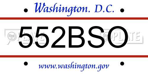 552BSO District Of Columbia License Plate