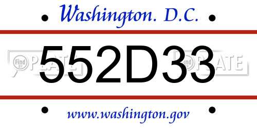 552D33 District Of Columbia License Plate