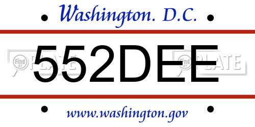 552DEE District Of Columbia License Plate