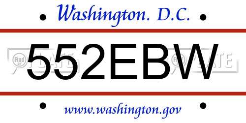 552EBW District Of Columbia License Plate