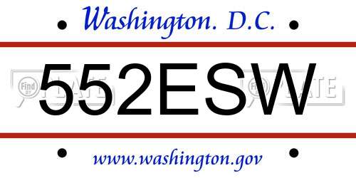 552ESW District Of Columbia License Plate