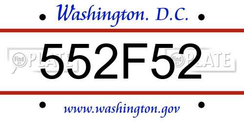 552F52 District Of Columbia License Plate