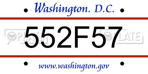 552F57 District Of Columbia License Plate