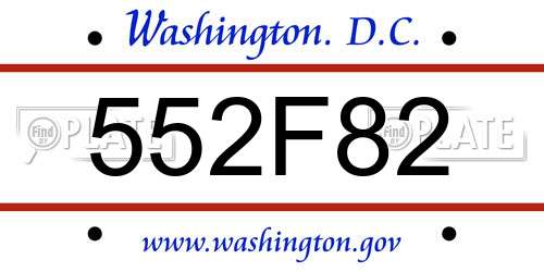 552F82 District Of Columbia License Plate