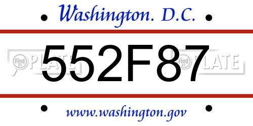 552F87 District Of Columbia License Plate