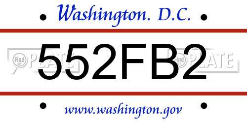 552FB2 District Of Columbia License Plate