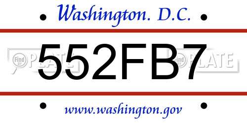 552FB7 District Of Columbia License Plate