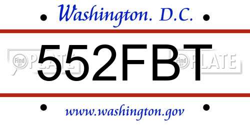 552FBT District Of Columbia License Plate
