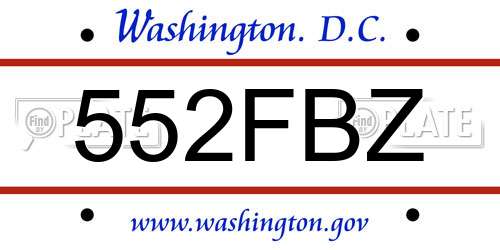 552FBZ District Of Columbia License Plate