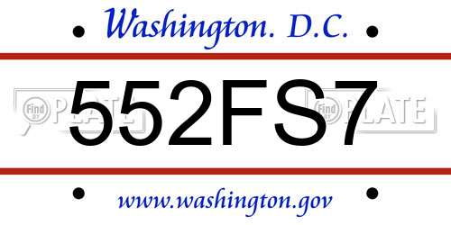 552FS7 District Of Columbia License Plate