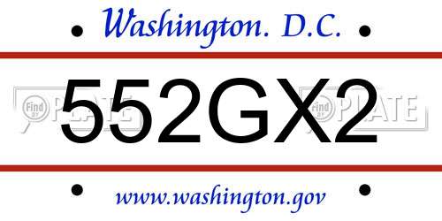 552GX2 District Of Columbia License Plate