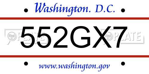 552GX7 District Of Columbia License Plate
