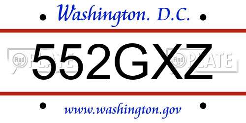 552GXZ District Of Columbia License Plate