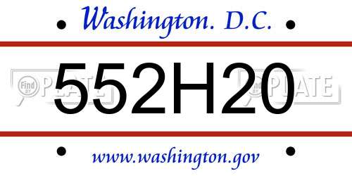 552H20 District Of Columbia License Plate