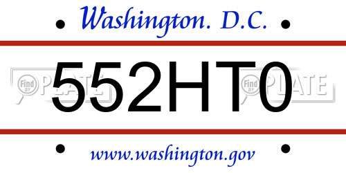 552HT0 District Of Columbia License Plate