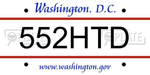552HTD District Of Columbia License Plate