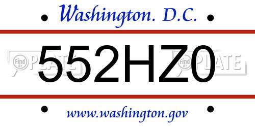 552HZ0 District Of Columbia License Plate
