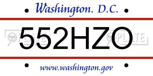 552HZO District Of Columbia License Plate