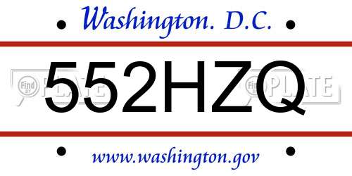 552HZQ District Of Columbia License Plate