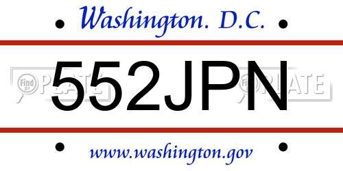 552JPN District Of Columbia License Plate