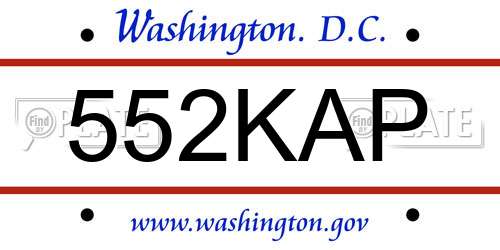 552KAP District Of Columbia License Plate