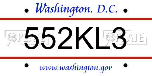 552KL3 District Of Columbia License Plate