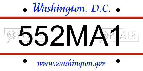 552MA1 District Of Columbia License Plate