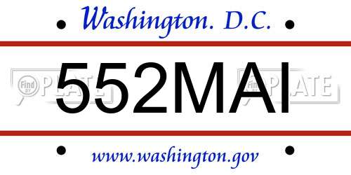 552MAI District Of Columbia License Plate