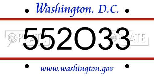552O33 District Of Columbia License Plate
